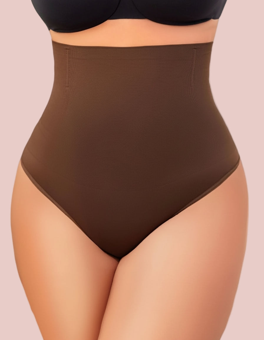 Cozzy Tummy Control Thong Seamless Shapewear Underwear(BrownXXL)