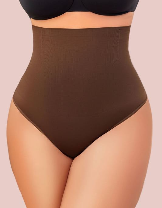 Cozzy Tummy Control Thong Seamless Shapewear Underwear(BrownXXL)