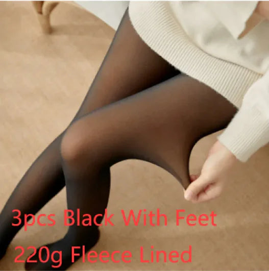 Fleece-Lined Sheer Tights