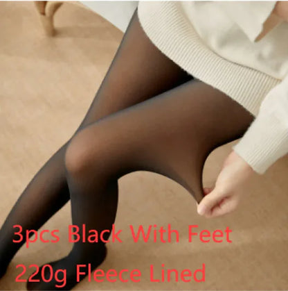 Fleece-Lined Sheer Tights